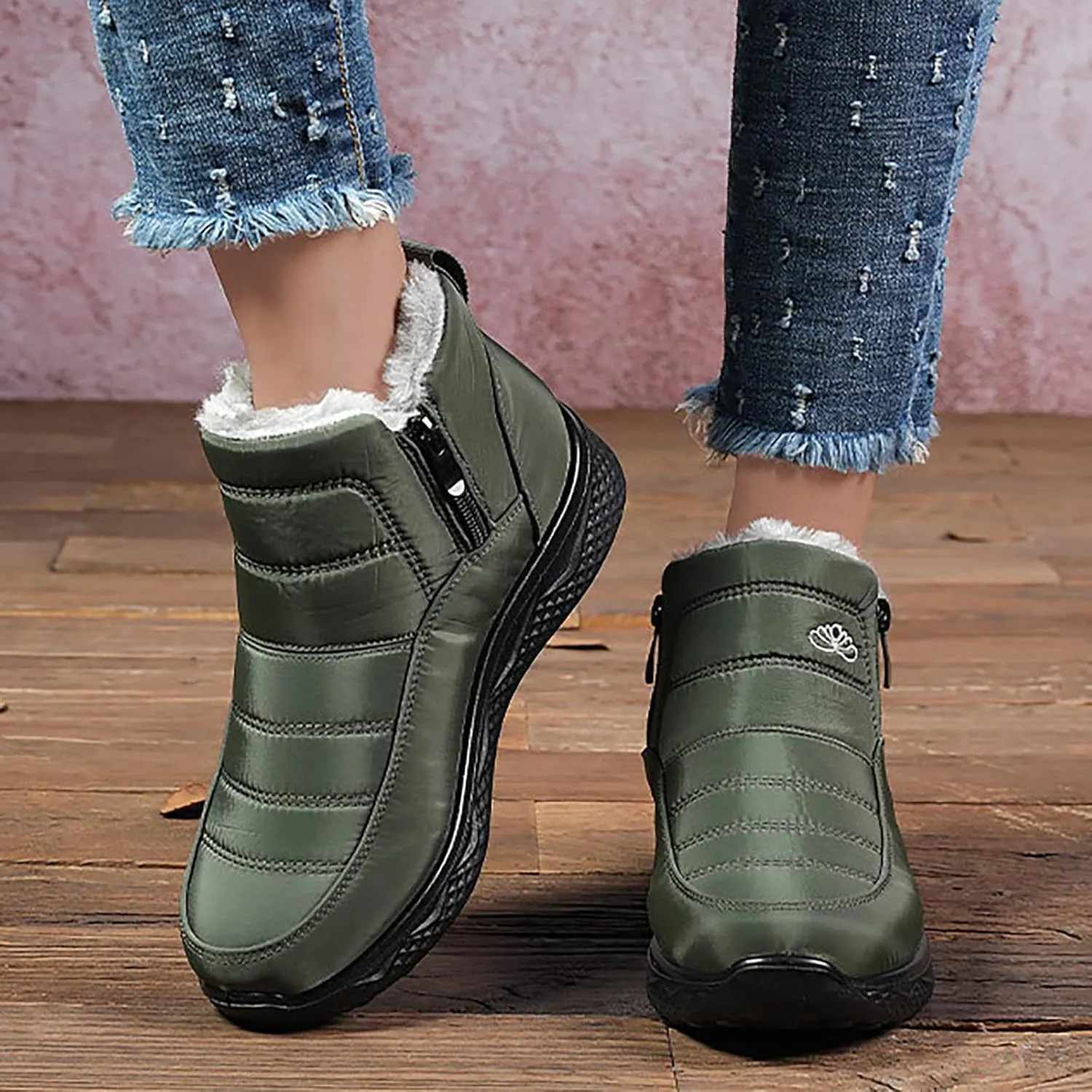 Women Snow Boots Waterproof Women's Fleece Lined Snow Boots Womens with Warm Fur Lining Barefoot Shoes Grounded Footwear Hiking Mens Running Shoes Men Snow Booties