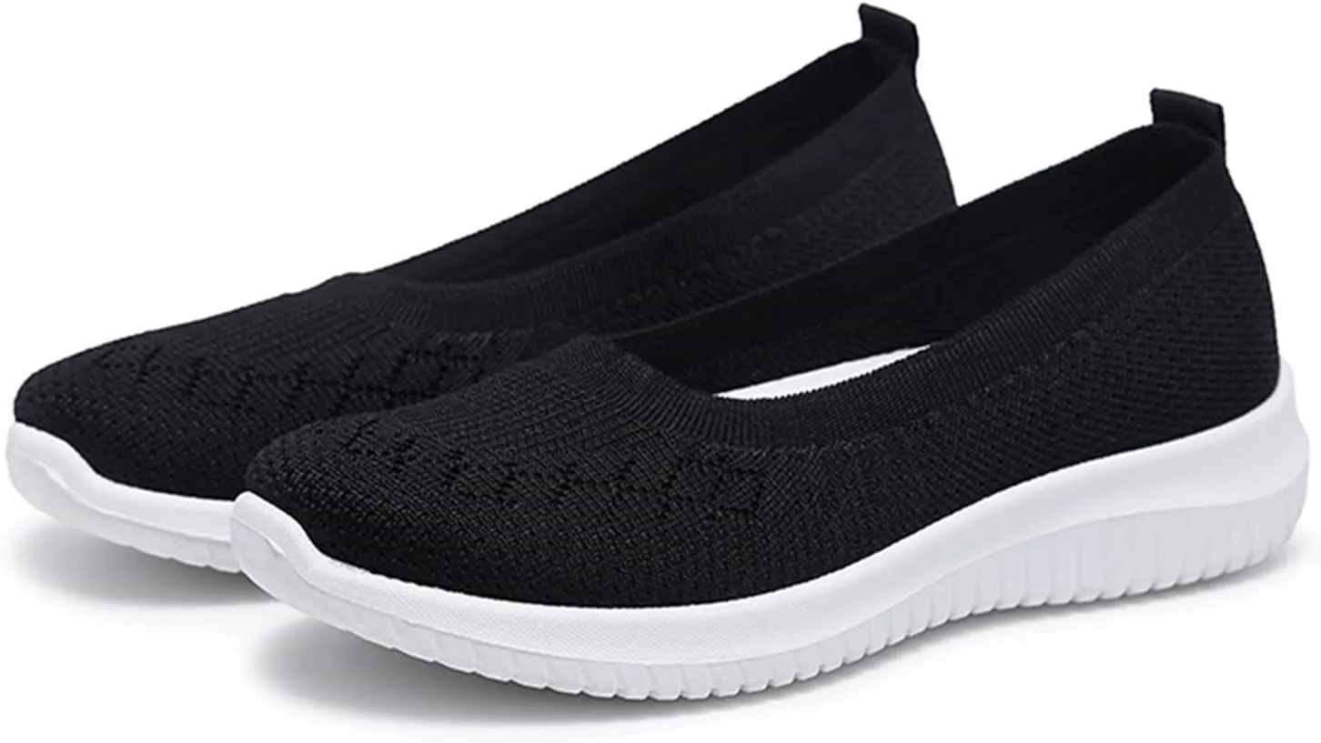 Women's Athletic Shoes Lightweight Woven Orthopedic Breathable Shoes Casual Slip on Walking Shoe Comfortable Walking Sneakers with Arch Support