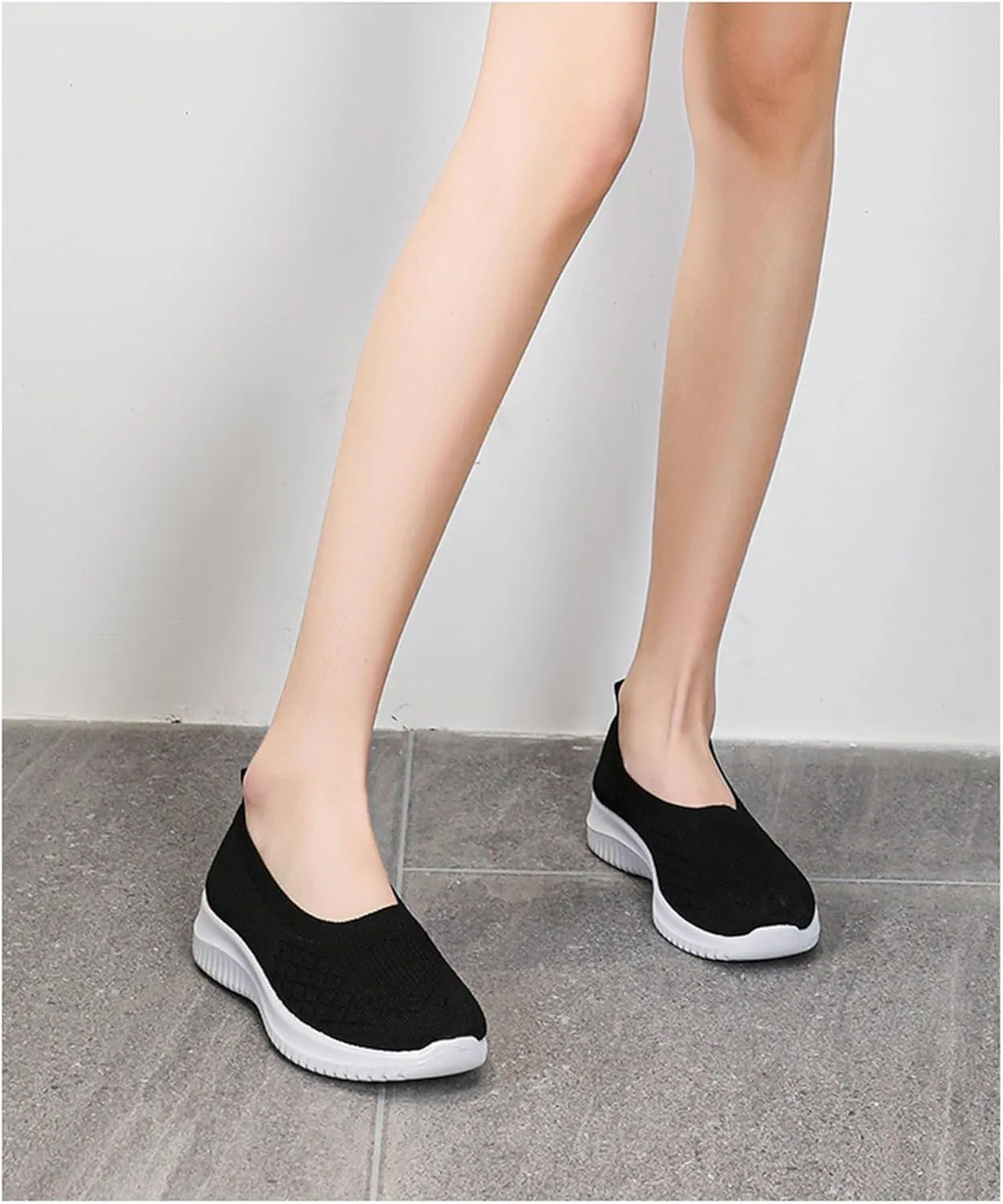 Women's Athletic Shoes Lightweight Woven Orthopedic Breathable Shoes Casual Slip on Walking Shoe Comfortable Walking Sneakers with Arch Support