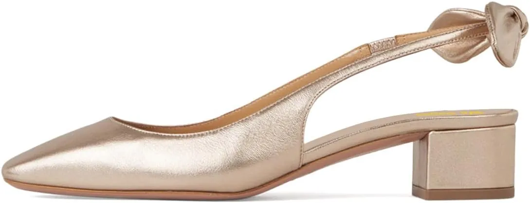 Women's Bowknots Elastic Strap Slingback Pumps Squared Toe Slip On Low Block Heels Wedding Ballroom Shoes Size 4-16 US