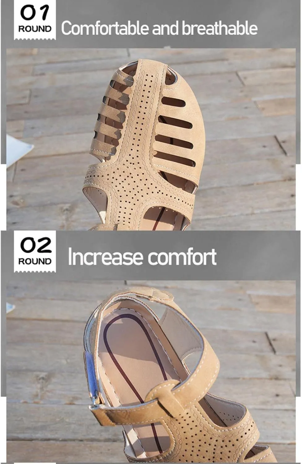 Womens Dressy Slide Sandals Memory Foam Barefoot Comfortable Summer Casual Shoes Adjustable Buckle Arch Support Beach Fashion Orthopedic Shoes for Women
