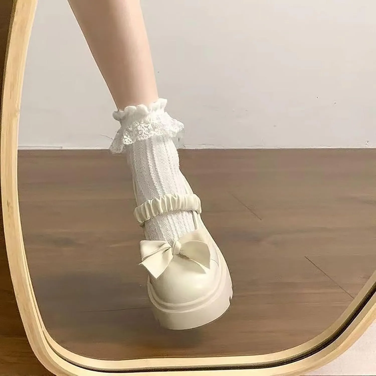 Women’s Elegant Mary Jane Shoes Bow Chunky Heel Loafers Elastic Band Business Work Shoes Slip On Work Shoes