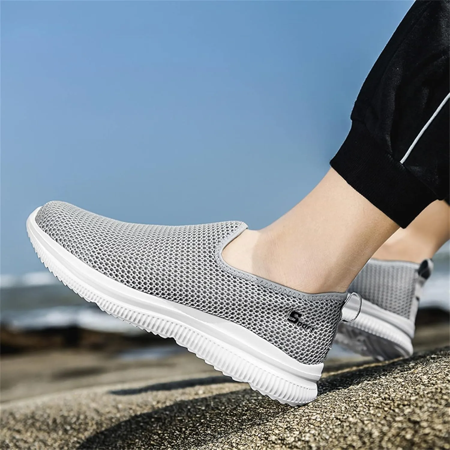 Women's Fashion Sneaker Mesh Slip On Black Non Slip Shoes for Women Comfortable White Running Shoes Men Suede Loafers Women Fashion Sneakers for Women