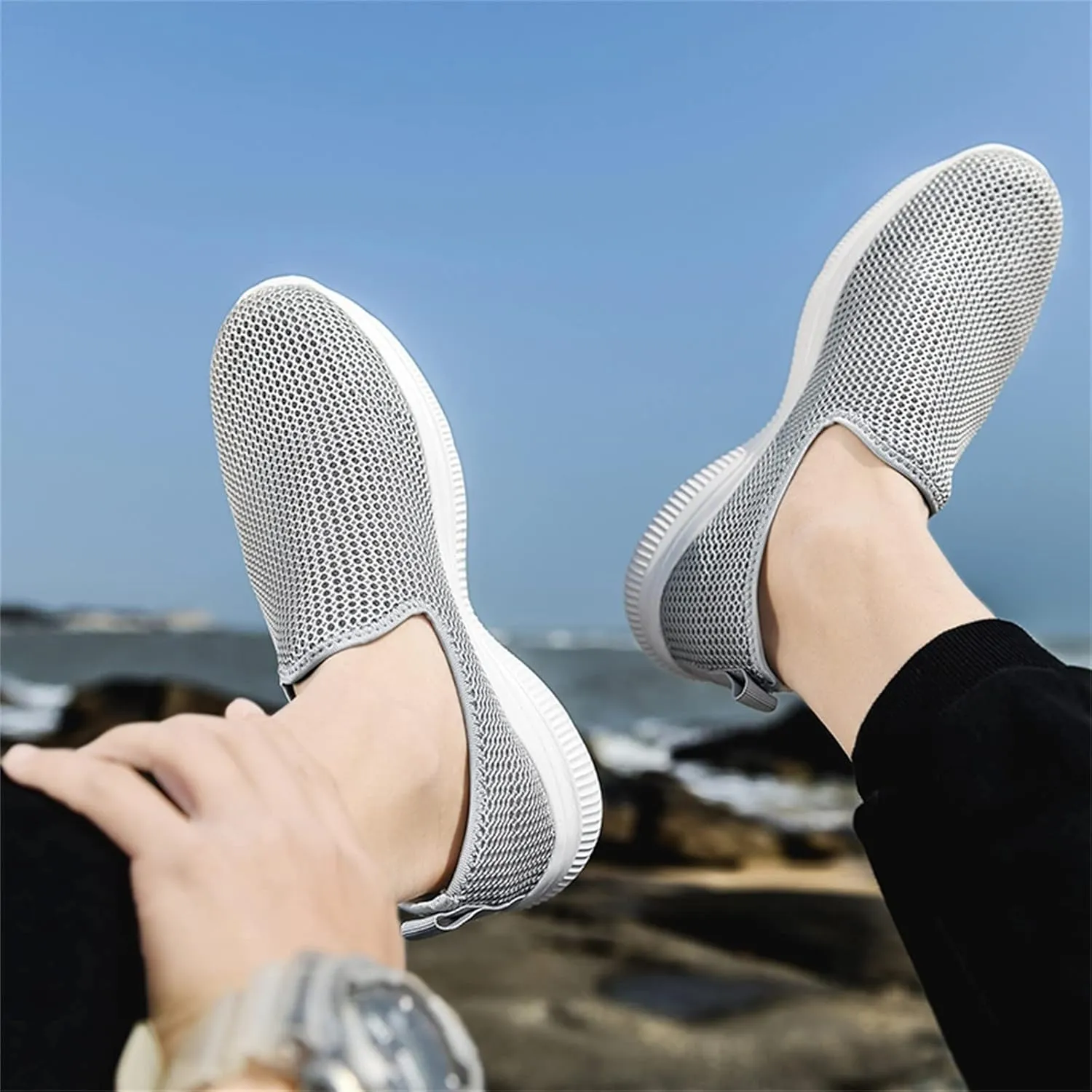 Women's Fashion Sneaker Mesh Slip On Black Non Slip Shoes for Women Comfortable White Running Shoes Men Suede Loafers Women Fashion Sneakers for Women