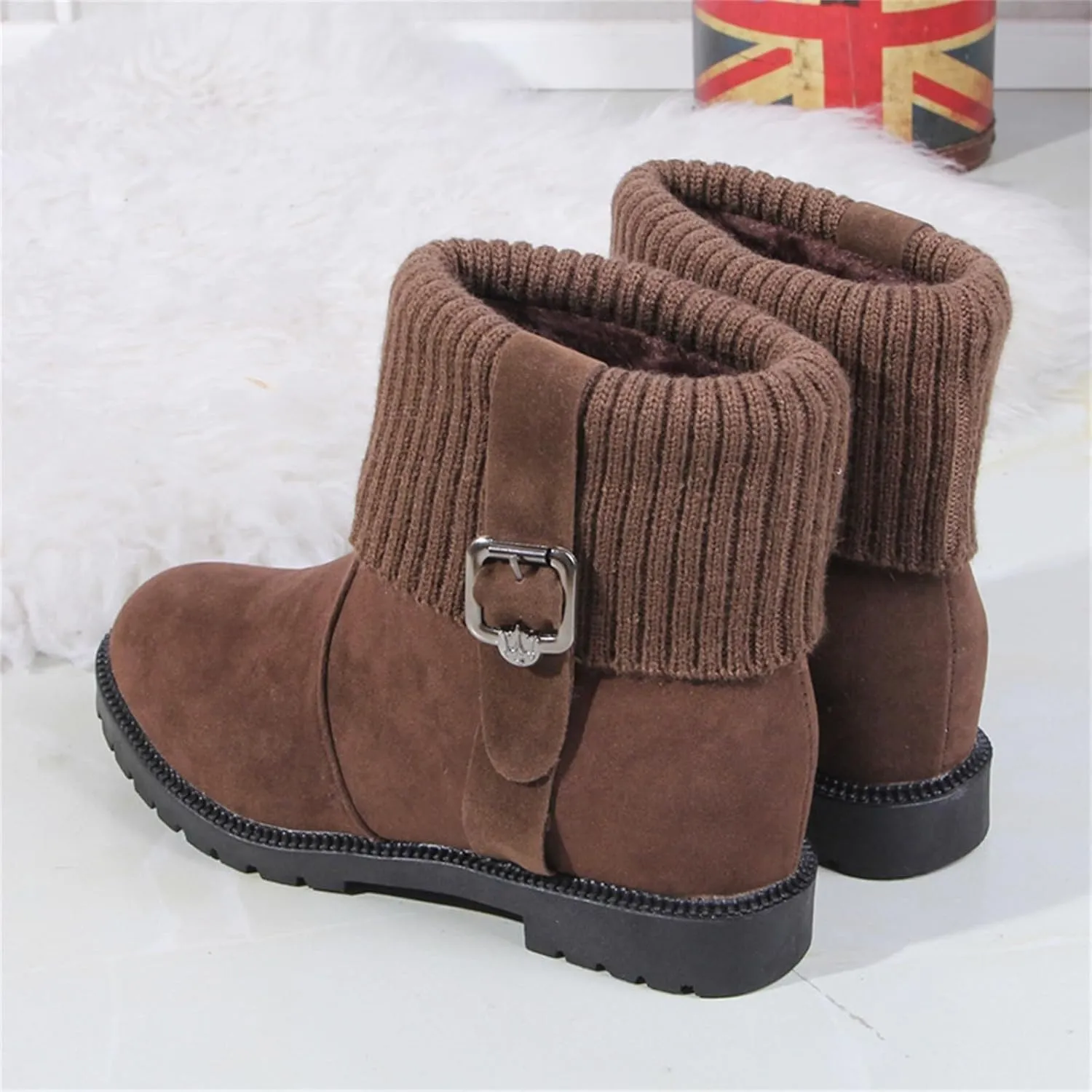Women's Leather Boots Fashionable Versatile Winter Boots Cold Proof Snow Boots Tall Snow Boots for Women