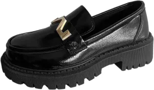 Women’s Mary Jane Shoes Retro Thick Bottom Leather Shoes Comfortable Lug Sole Non Slip Shoes Orthopedic Loafers
