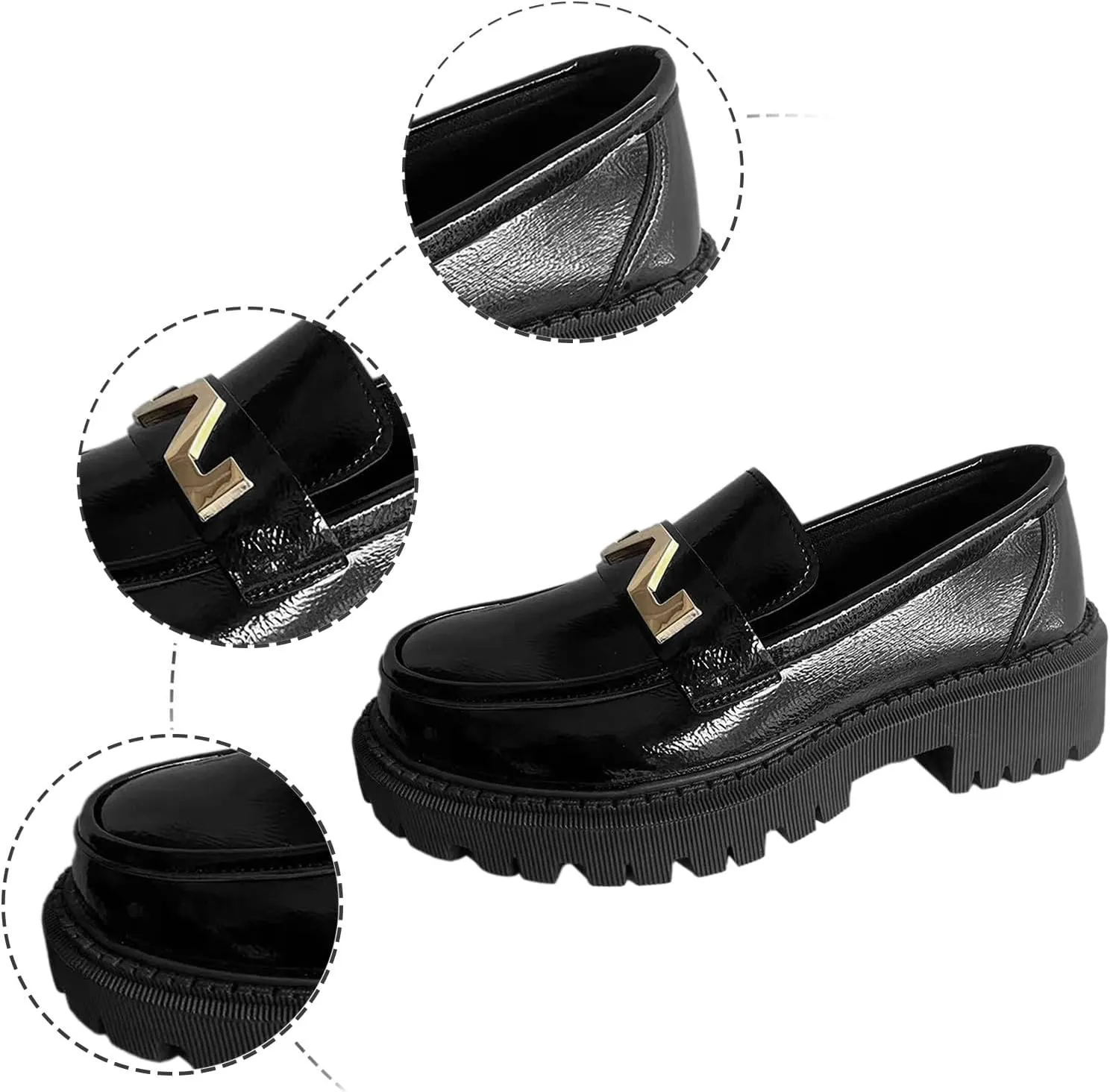 Women’s Mary Jane Shoes Retro Thick Bottom Leather Shoes Comfortable Lug Sole Non Slip Shoes Orthopedic Loafers