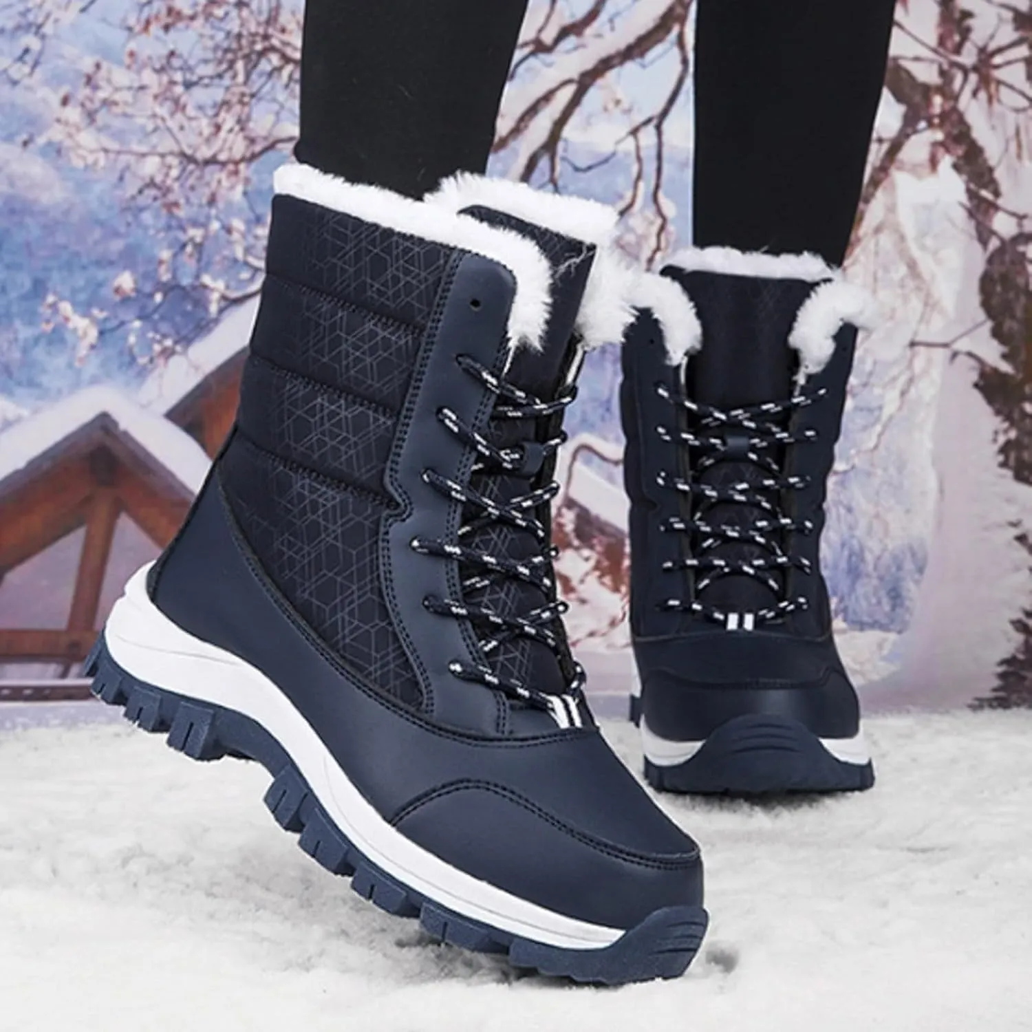 Women's Mid-Calf Boots Water Proof Winter Snow Boots Non Slip Thick Bottom Ski Boots Mid-Calf Snow Boots