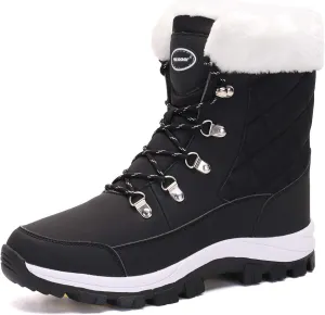 Women's Mid Calf Fur Winter Outdoor Snow Boots Warm Waterproof Comfortable