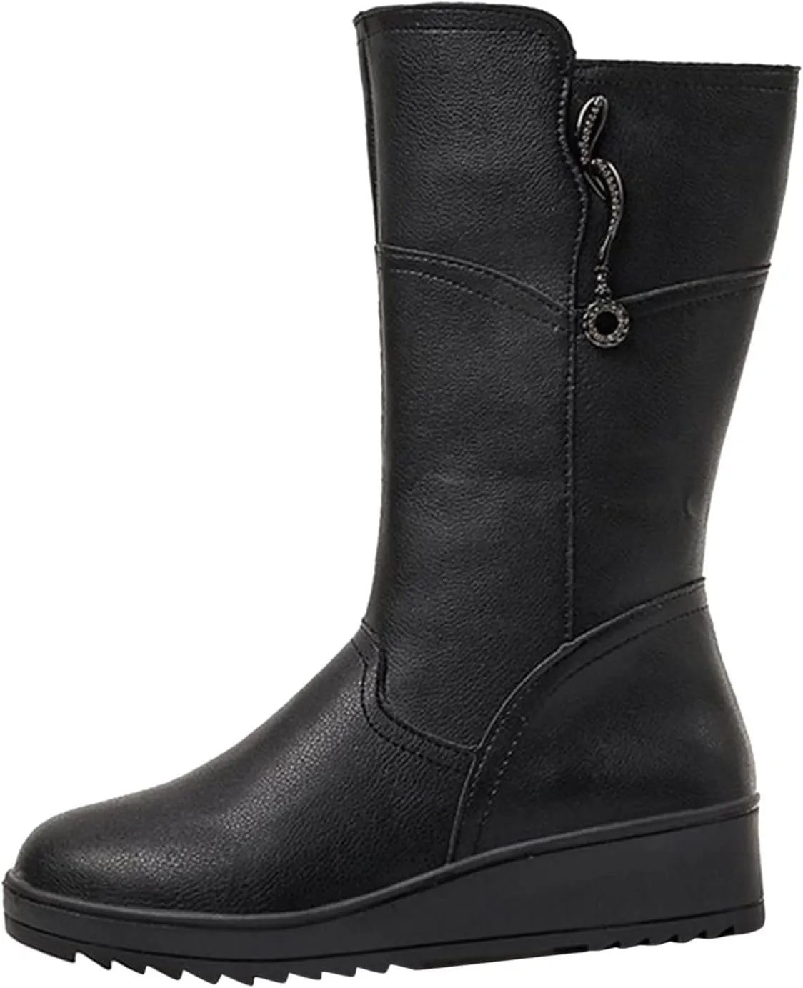 Women's Mid Calf Snow Boots Solid Cold Proof Snow Boots Outdoor Non Slip Vintage Winter Heeled Boots for Women