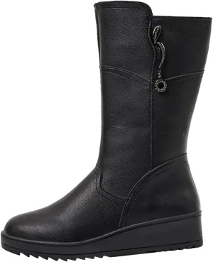Women's Mid Calf Snow Boots Solid Cold Proof Snow Boots Outdoor Non Slip Vintage Winter Heeled Boots for Women