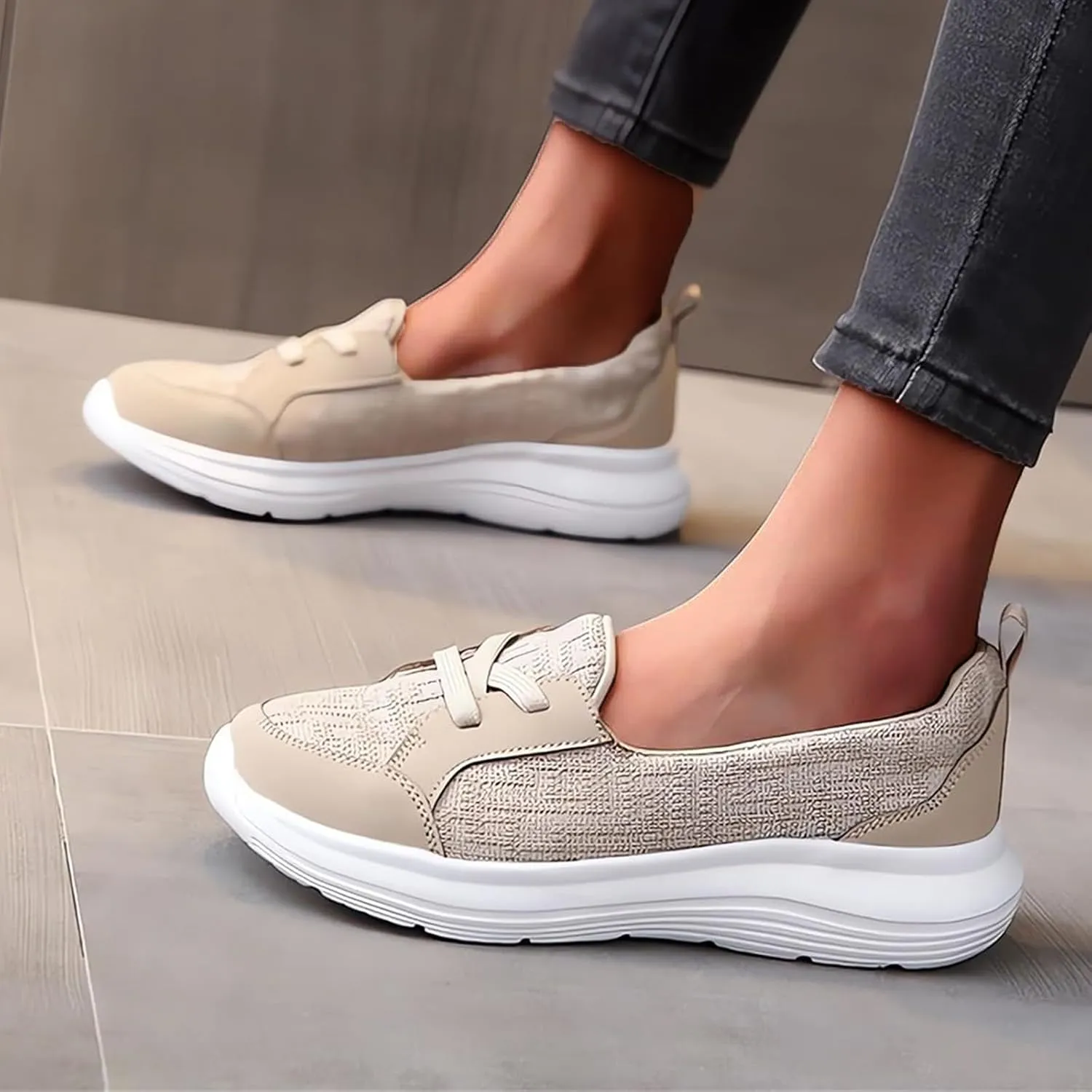 Womens Orthopedic Walking Shoes with Arch Support Comfortable Non Slip Shoes Loafers Flats Close Toe Flats Wide Width Casual Comfort Wear Orthowear Shoe Lightweight, Breathable, Slip On