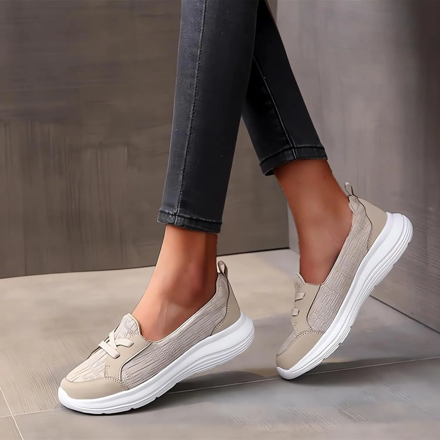 Womens Orthopedic Walking Shoes with Arch Support Comfortable Non Slip Shoes Loafers Flats Close Toe Flats Wide Width Casual Comfort Wear Orthowear Shoe Lightweight, Breathable, Slip On