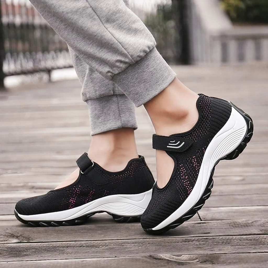 Womens Platform Sneakers Breathable Tennis Shoes Arch Support Fitness Shoes Ankle Paste Fashion Lightweight Running Shoes Hiking Footwear Casual Gym Sports Slip-Ons
