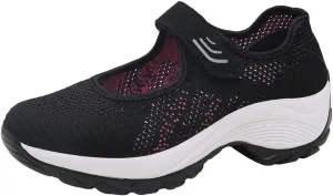 Womens Platform Sneakers Breathable Tennis Shoes Arch Support Fitness Shoes Ankle Paste Fashion Lightweight Running Shoes Hiking Footwear Casual Gym Sports Slip-Ons
