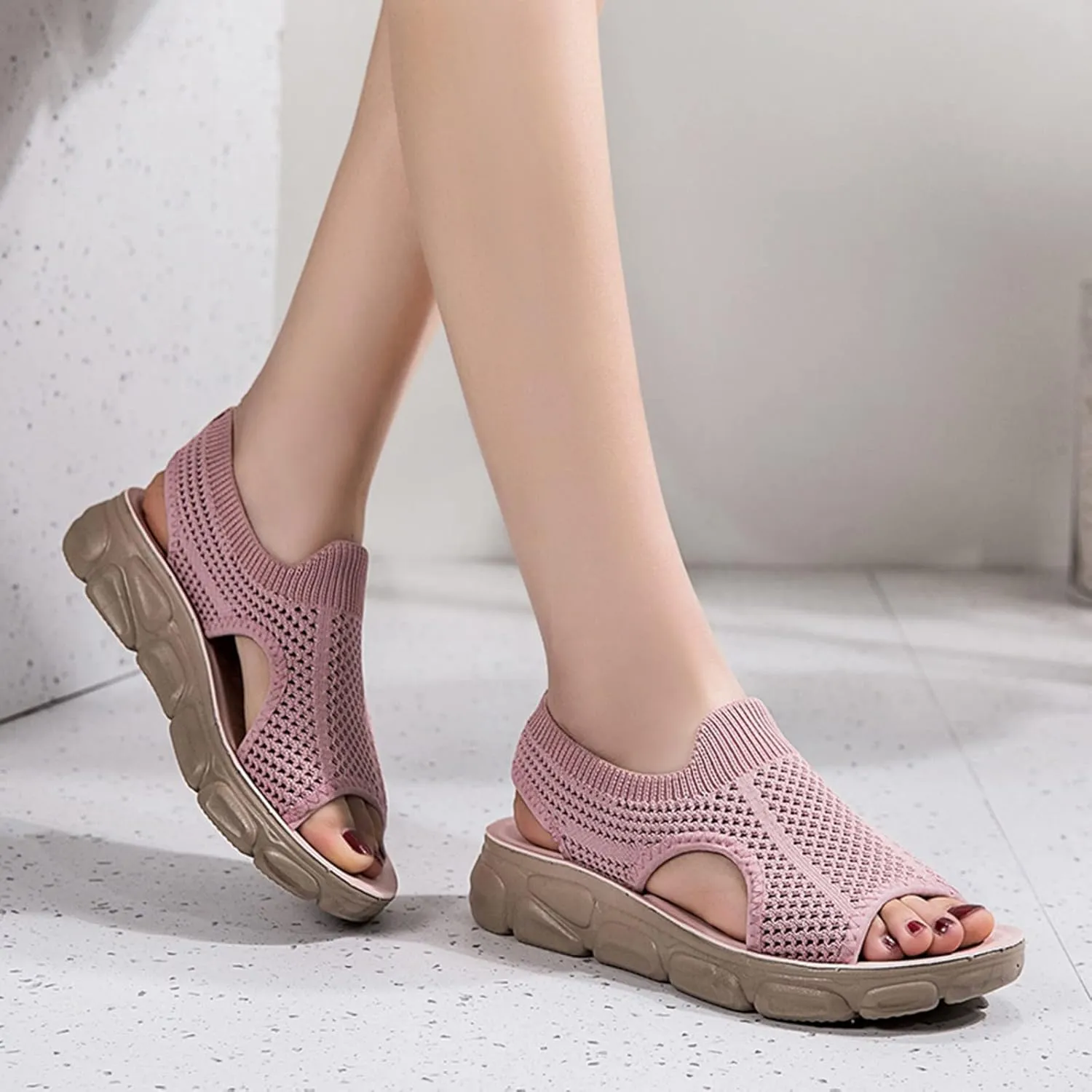 Womens Platform Wedge Sandals Dressy Summer Shoes Comfortable Ankle Strap Open Toe Boho Espadrille Slides for Casual Beach Walking Outdoor Activities Orthopedic Shoes for Women