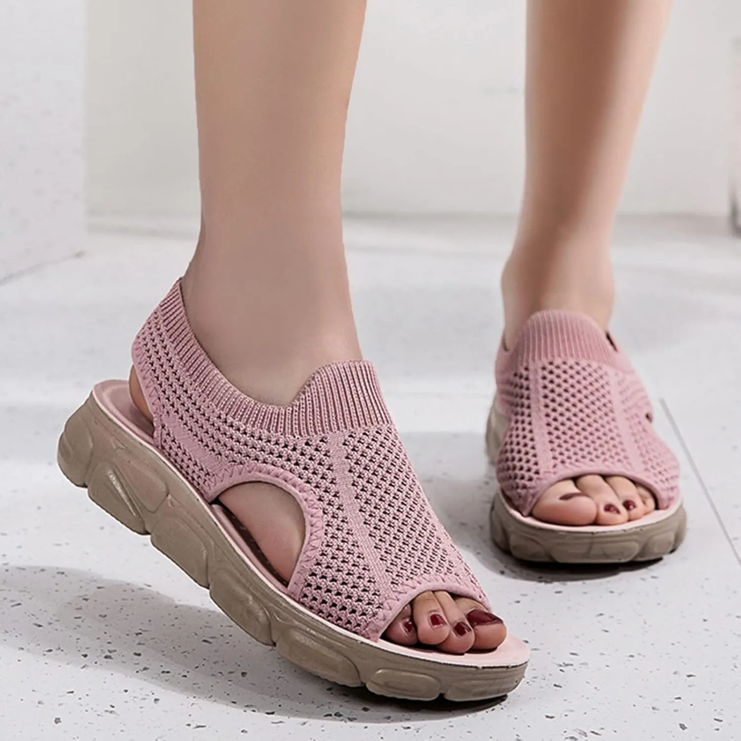 Womens Platform Wedge Sandals Dressy Summer Shoes Comfortable Ankle Strap Open Toe Boho Espadrille Slides for Casual Beach Walking Outdoor Activities Orthopedic Shoes for Women