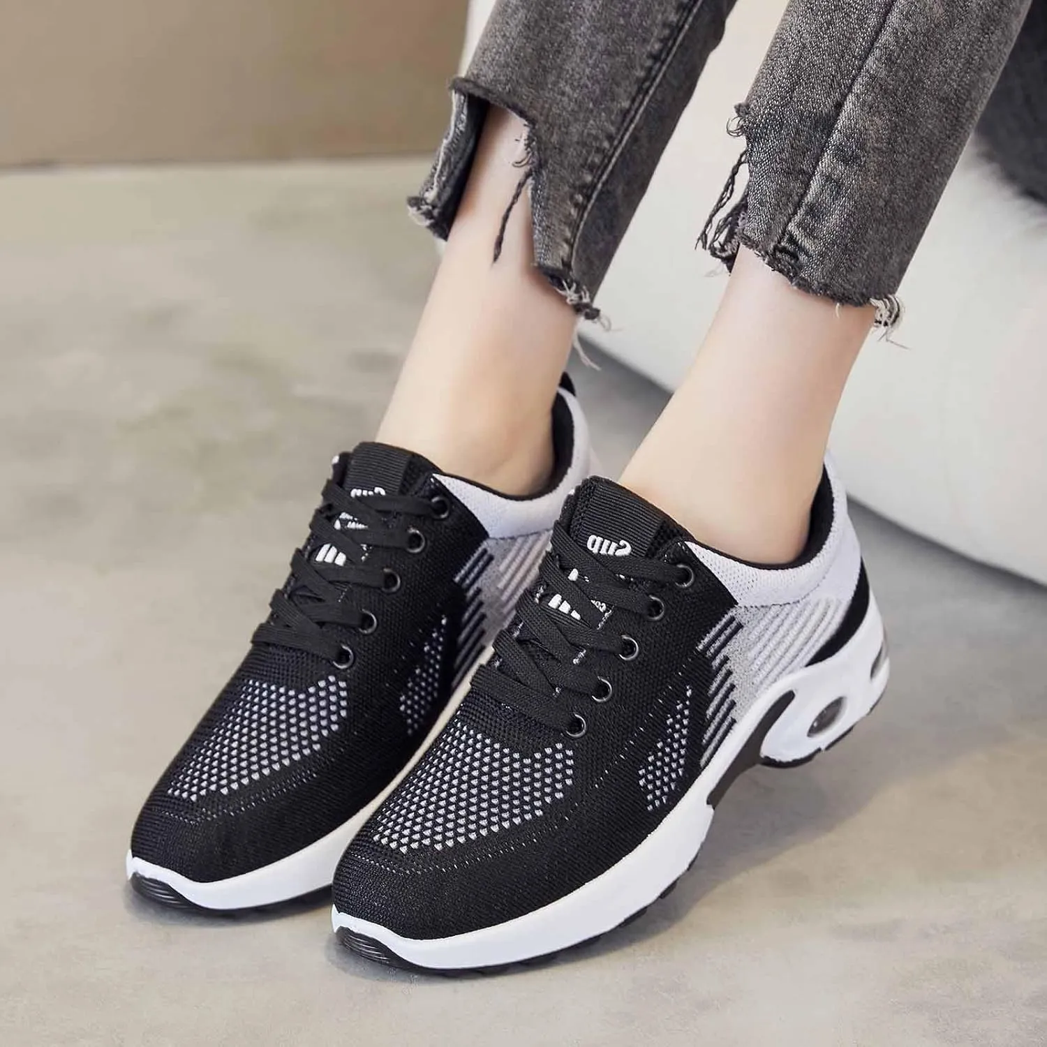 Womens Slip On Sneakers Lightweight Arch Support Walking Shoe Casual Orthopedic Shoes Comfortable Air Cushion Running Shoes Non Slip Mesh Air Cushion Sneakers Plantar Fasciitis Tennis Shoe