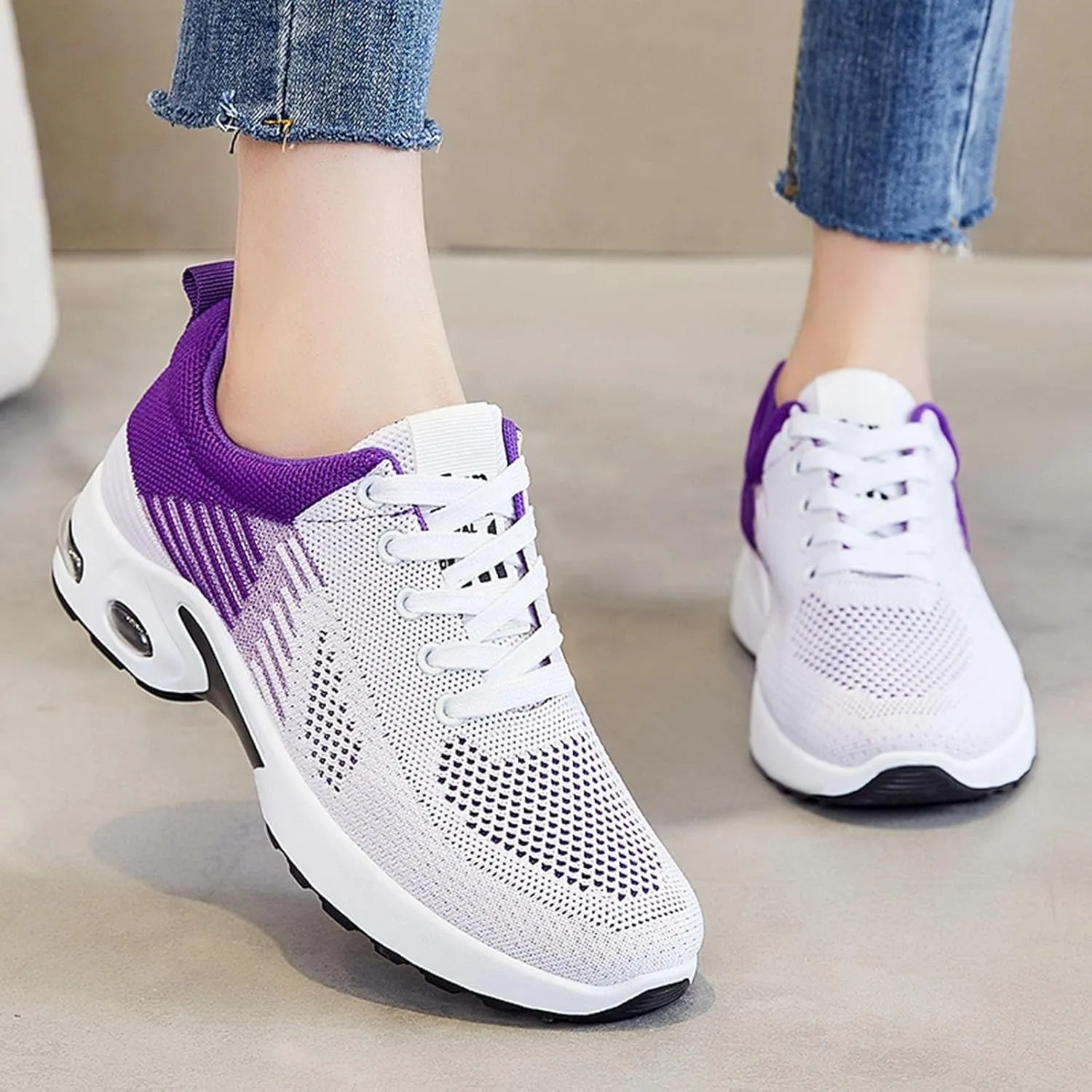 Womens Slip On Sneakers Lightweight Arch Support Walking Shoe Casual Orthopedic Shoes Comfortable Air Cushion Running Shoes Non Slip Mesh Air Cushion Sneakers Plantar Fasciitis Tennis Shoe