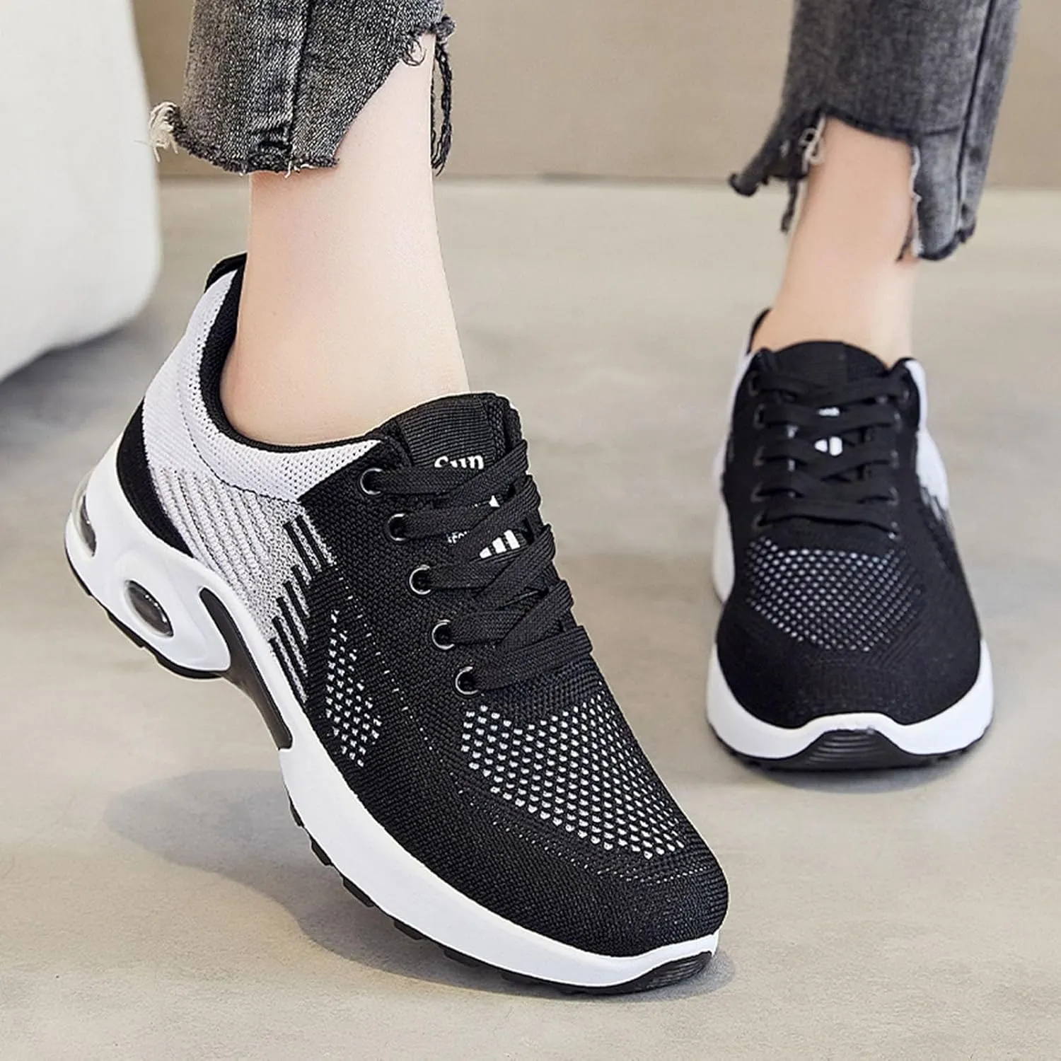 Womens Slip On Sneakers Lightweight Arch Support Walking Shoe Casual Orthopedic Shoes Comfortable Air Cushion Running Shoes Non Slip Mesh Air Cushion Sneakers Plantar Fasciitis Tennis Shoe