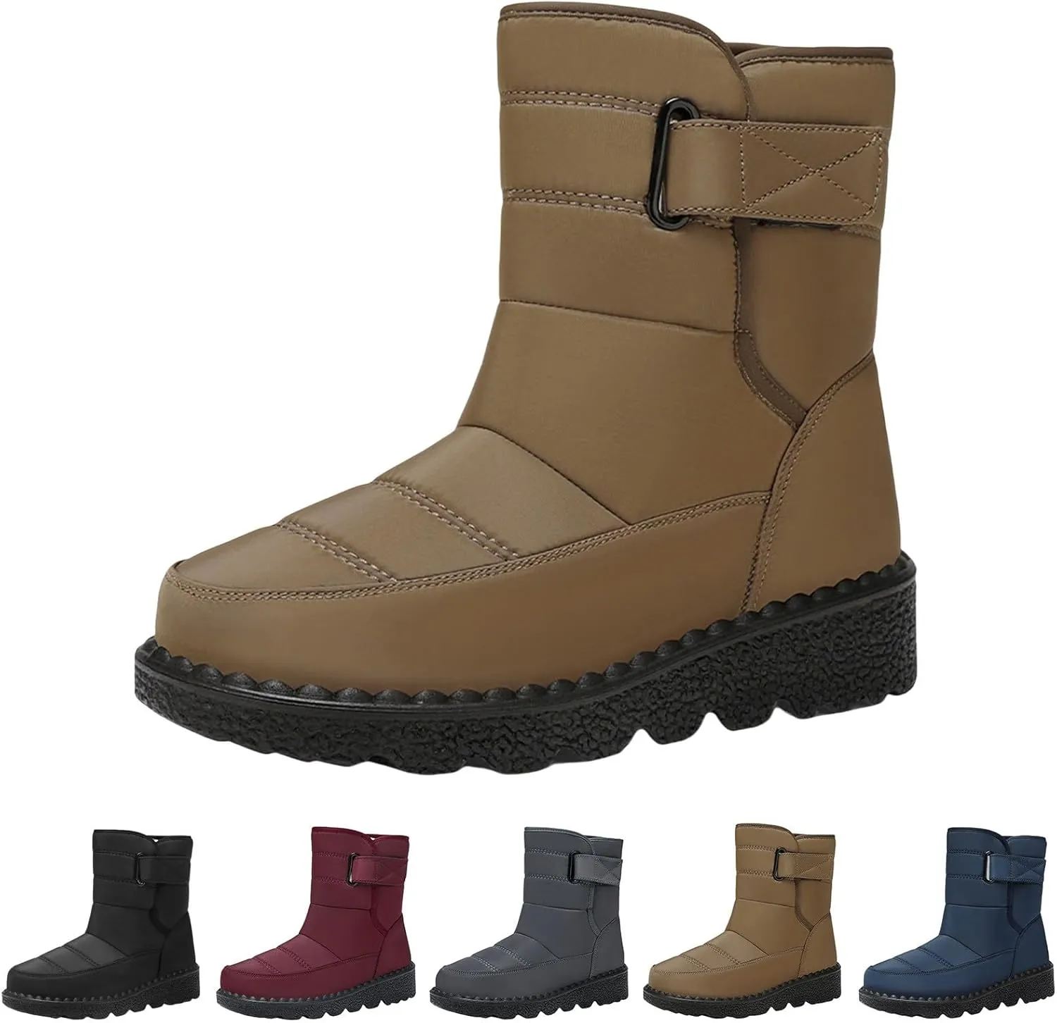 Women's Snow Boots Anti-Slip Mid-calf Winter Boots for Womens Comfortable Faux Fur Lined Winter Suede Snow Boots