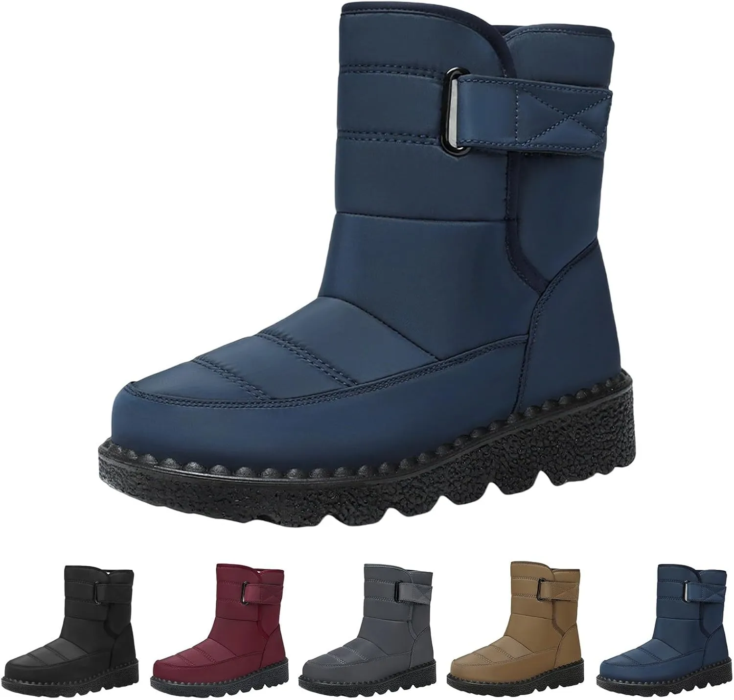 Women's Snow Boots Anti-Slip Mid-calf Winter Boots for Womens Comfortable Faux Fur Lined Winter Suede Snow Boots