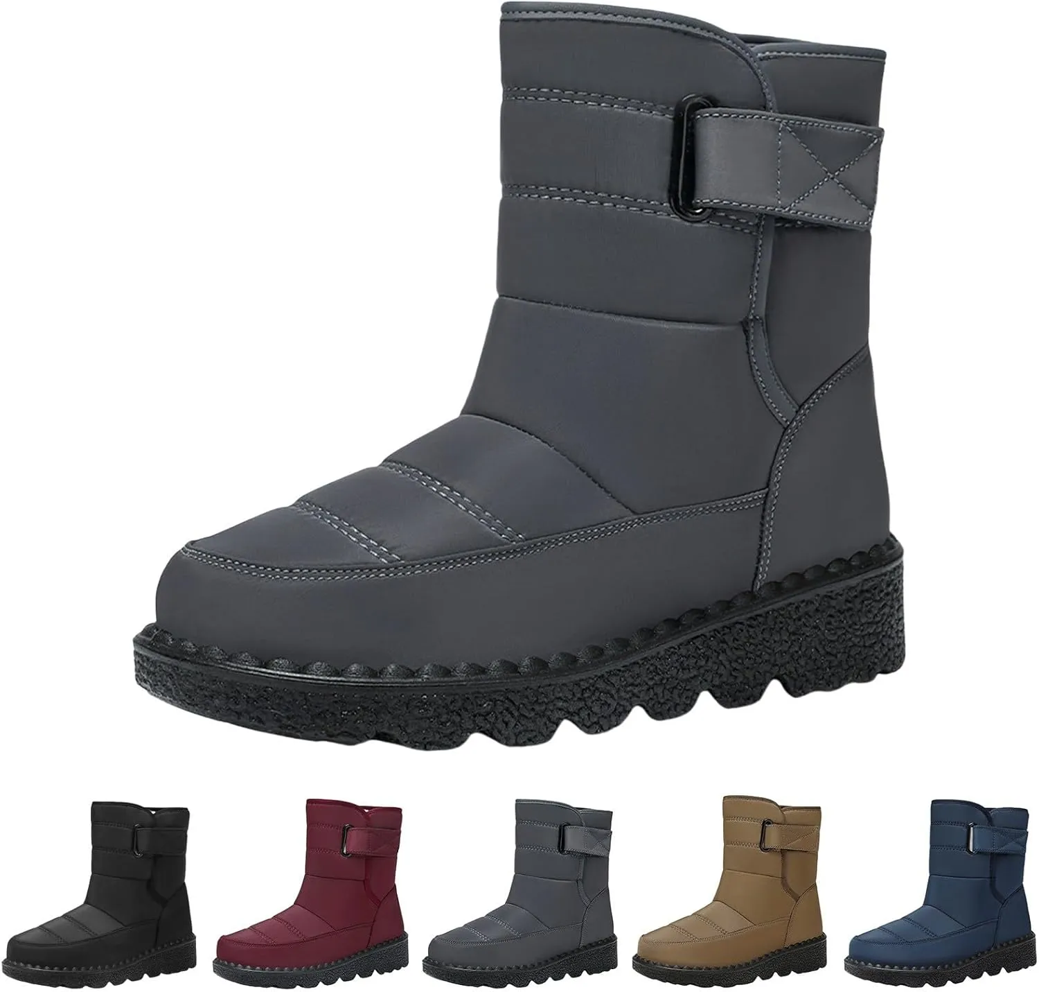 Women's Snow Boots Anti-Slip Mid-calf Winter Boots for Womens Comfortable Faux Fur Lined Winter Suede Snow Boots