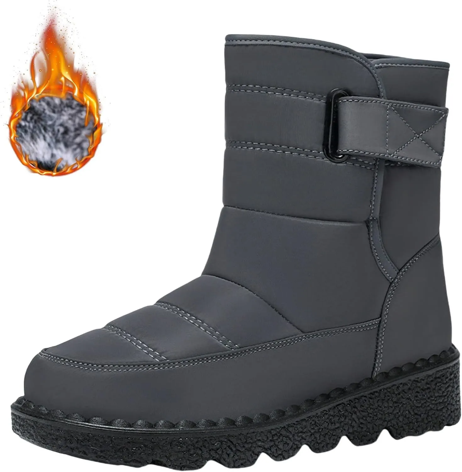 Women's Snow Boots Anti-Slip Mid-calf Winter Boots for Womens Comfortable Faux Fur Lined Winter Suede Snow Boots