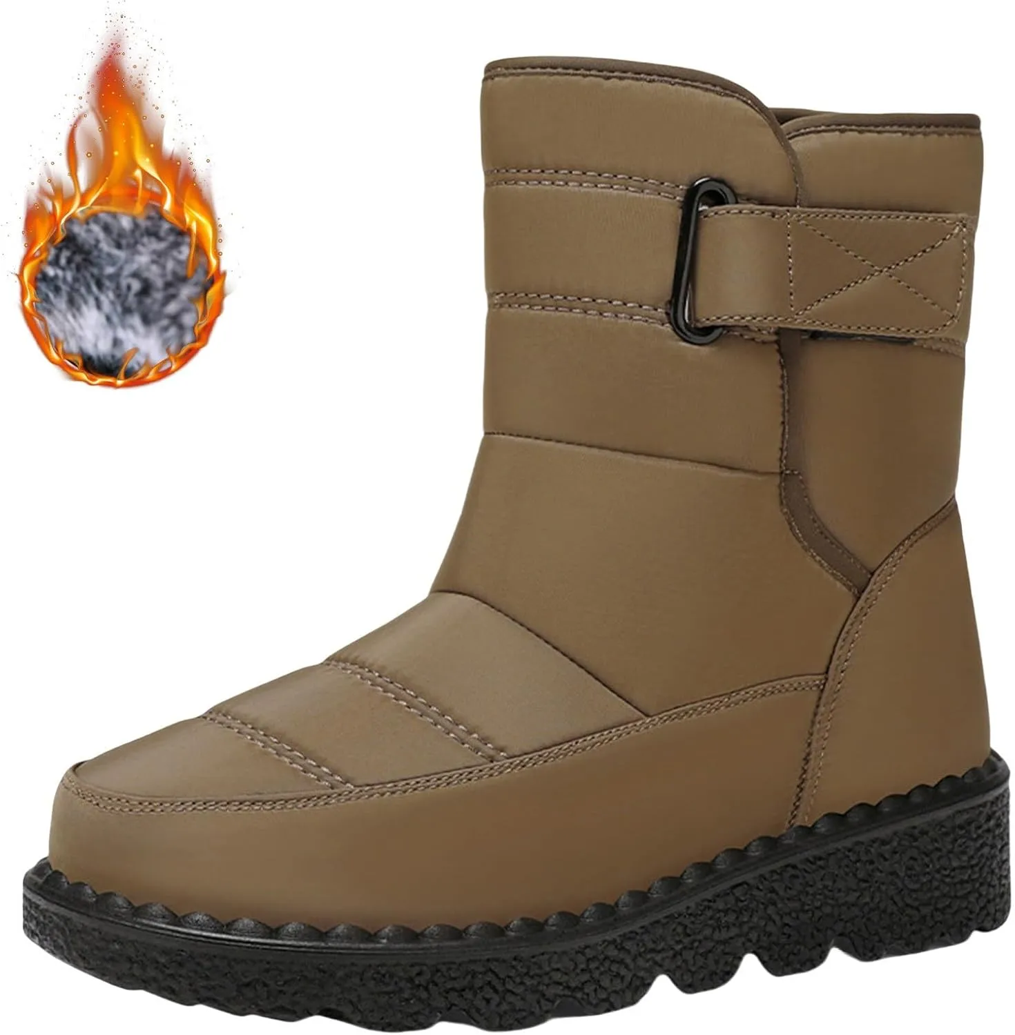 Women's Snow Boots Anti-Slip Mid-calf Winter Boots for Womens Comfortable Faux Fur Lined Winter Suede Snow Boots