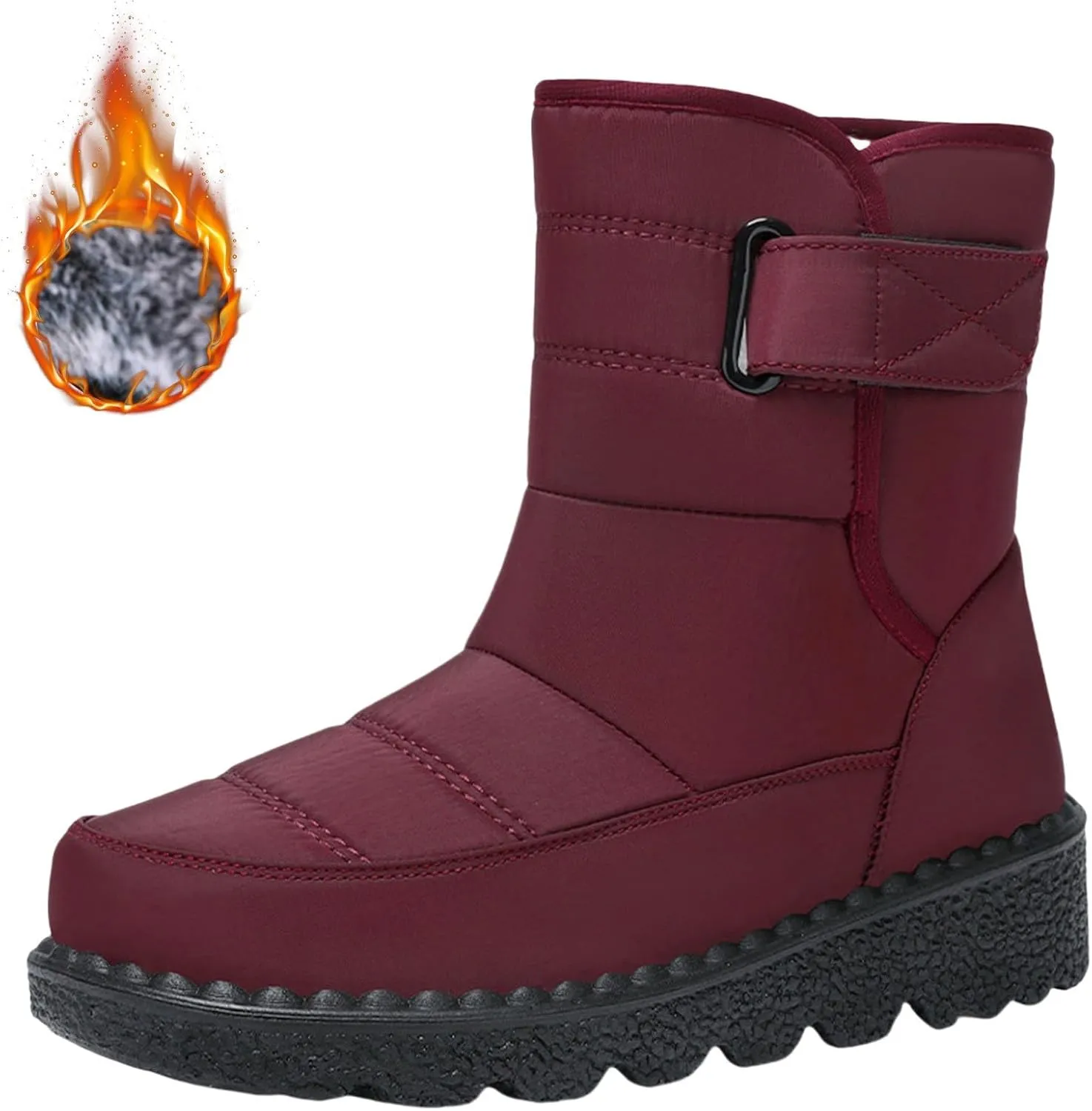 Women's Snow Boots Anti-Slip Mid-calf Winter Boots for Womens Comfortable Faux Fur Lined Winter Suede Snow Boots