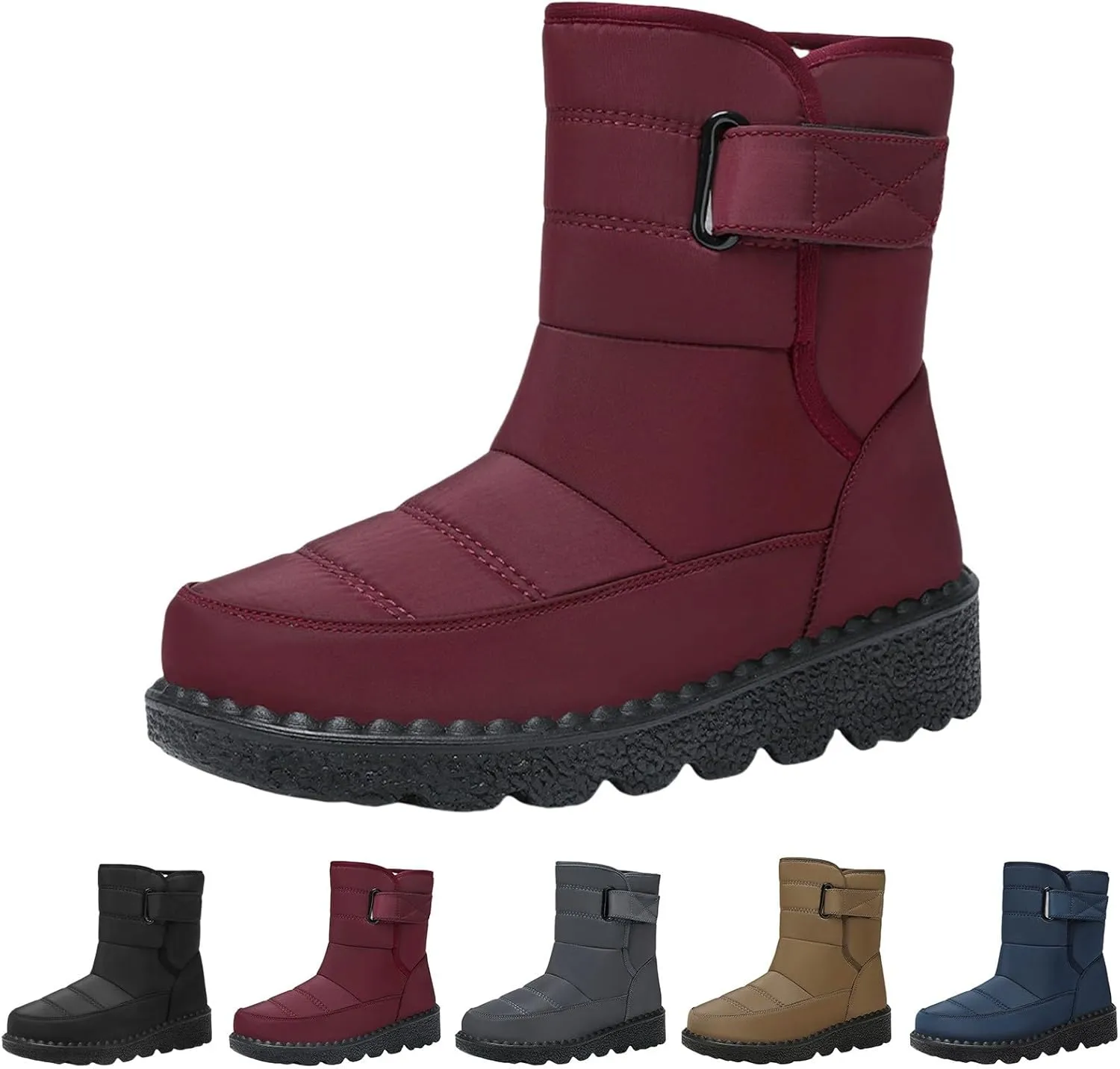 Women's Snow Boots Anti-Slip Mid-calf Winter Boots for Womens Comfortable Faux Fur Lined Winter Suede Snow Boots