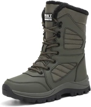 Womens Snow Boots Mid-Calf Winter Boots Warm Fur Lined Boots Waterproof Non-Slip Fur Boots Outdoor Ankle Boots