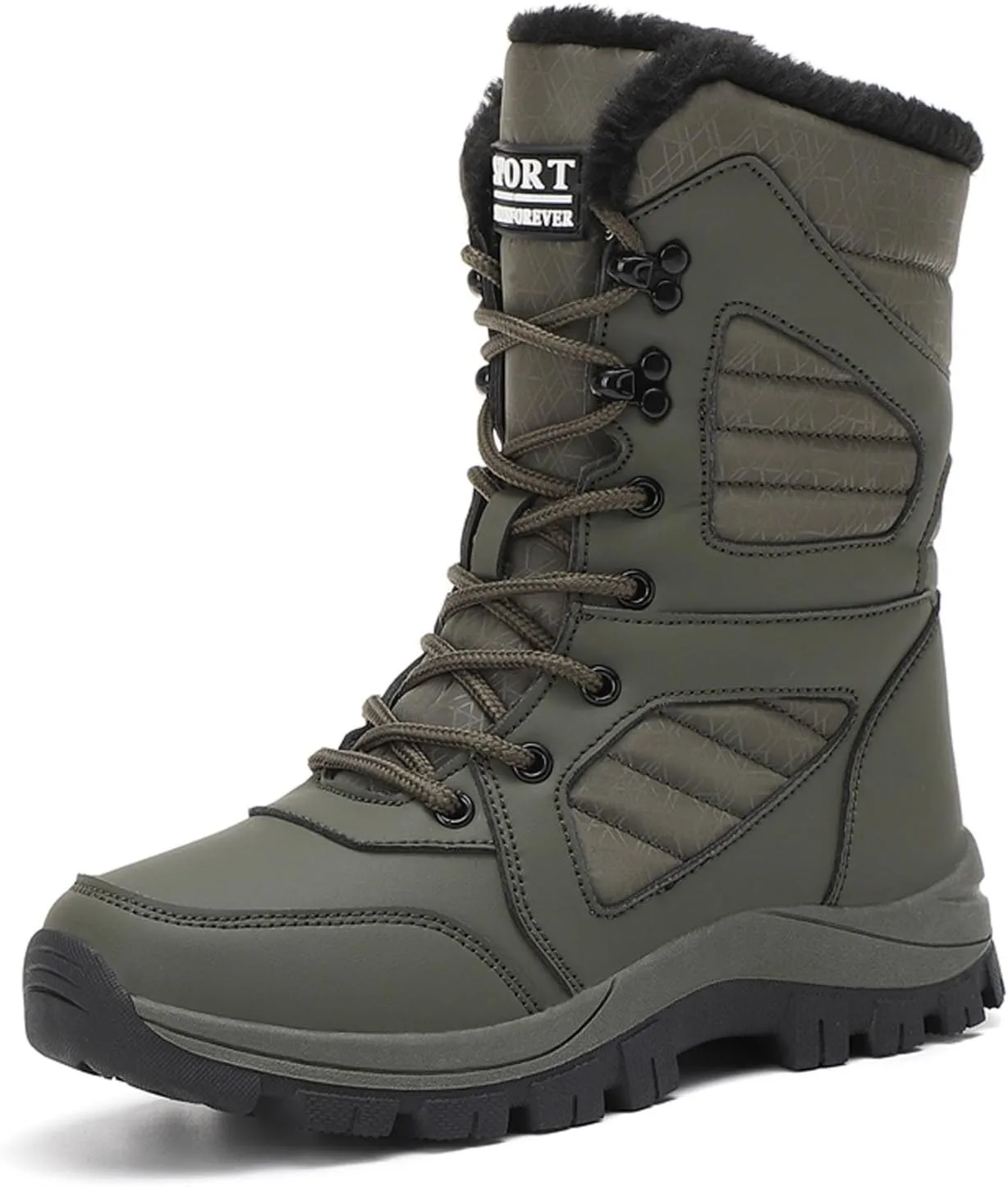 Womens Snow Boots Mid-Calf Winter Boots Warm Fur Lined Boots Waterproof Non-Slip Fur Boots Outdoor Ankle Boots