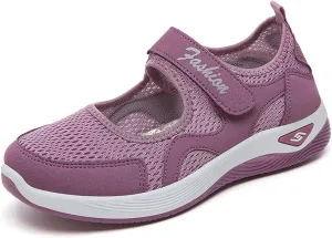Womens Walking Shoes Casual Breathable Closed Toe Mesh Hollow Out Outdoor Sport Sneakers Summer Lightweight Comfortable Non-Slip Soft Sole Wedge Footwear