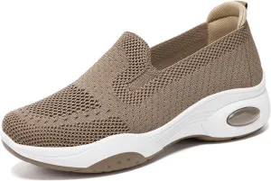 Womens Walking Shoes Summer Breathable Mesh Hollow Out Orthopedic Sneakers Lightweight Comfortable Soft Sole Slip On Platform Sneaker Athletic Air Cushion Sports Shoes Arch Support
