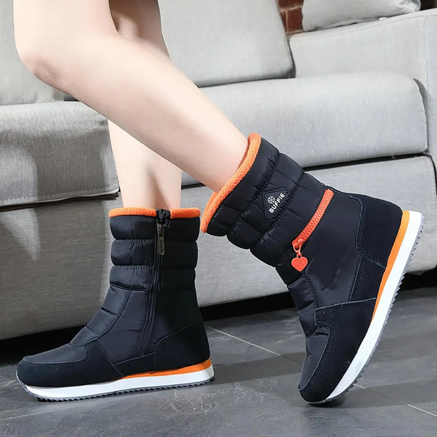 Women's Water Proof Snow Boots Cold Proof Insulated Winter Boots Thick Bottom Mid Calf Winter Boots for Women