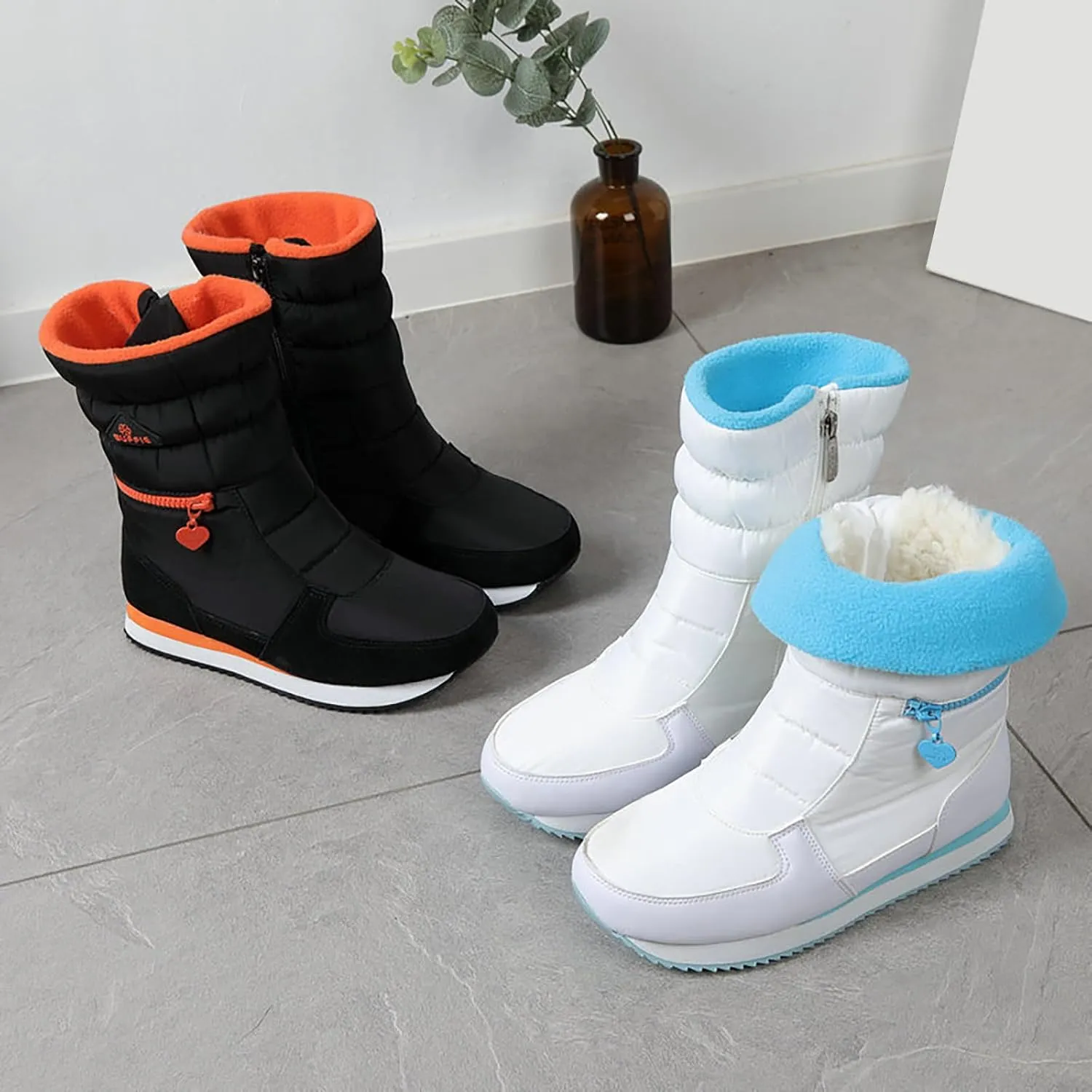 Women's Water Proof Snow Boots Cold Proof Insulated Winter Boots Thick Bottom Mid Calf Winter Boots for Women