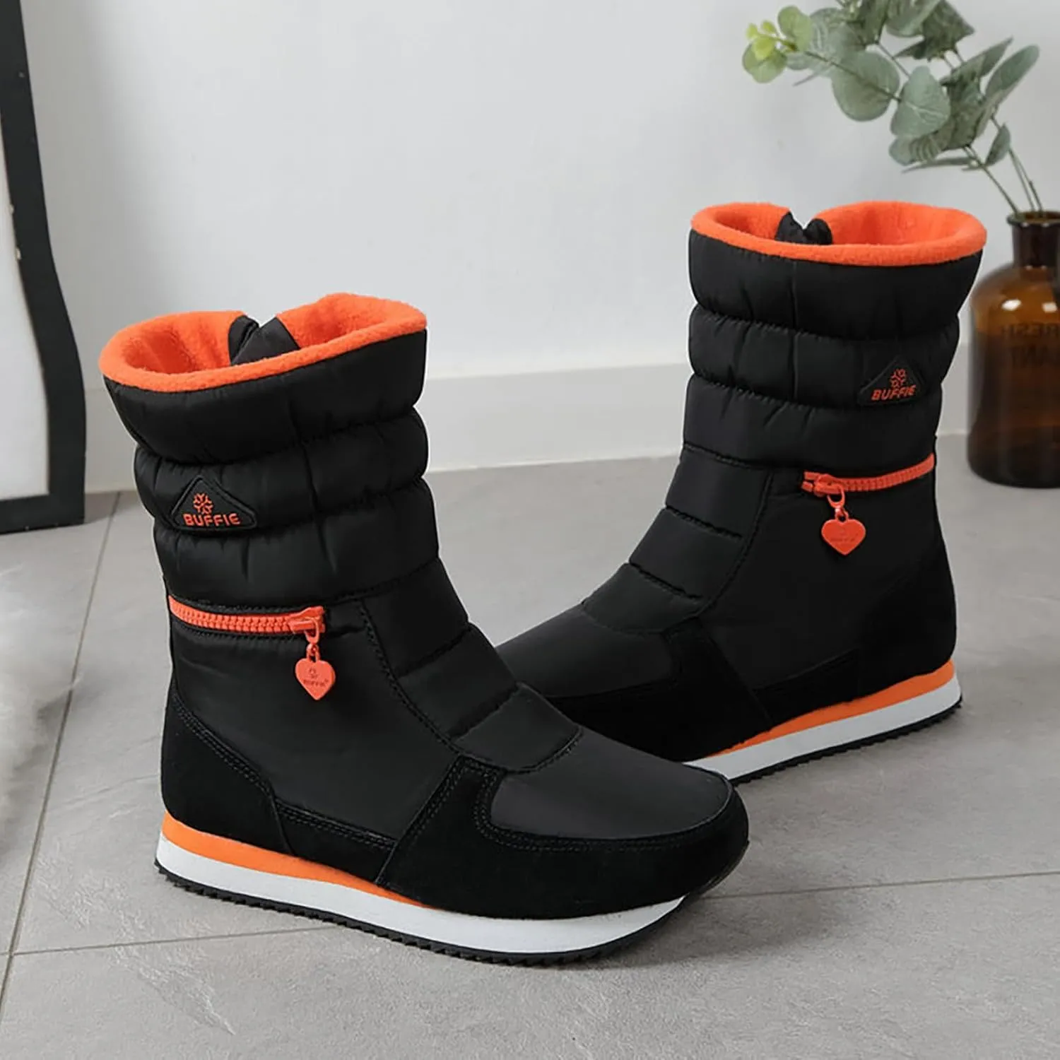 Women's Water Proof Snow Boots Cold Proof Insulated Winter Boots Thick Bottom Mid Calf Winter Boots for Women