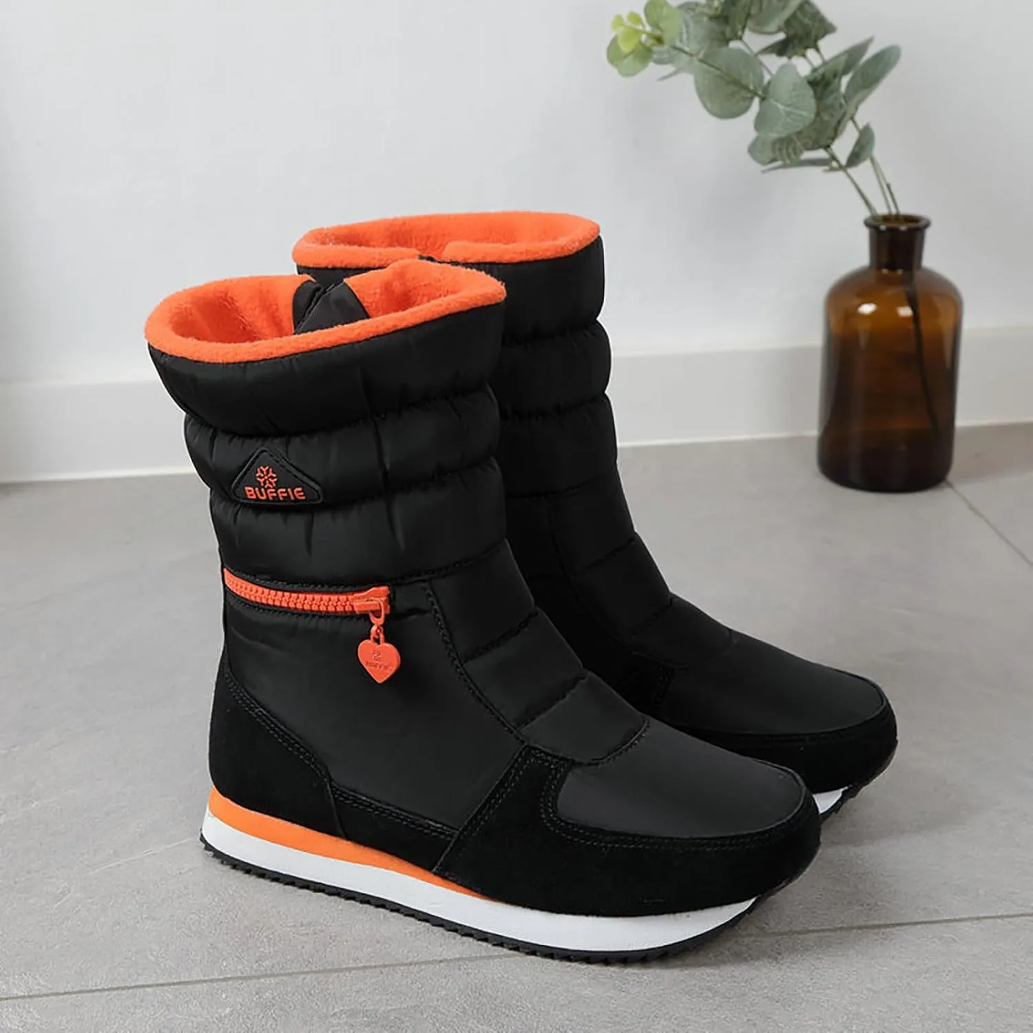 Women's Water Proof Snow Boots Cold Proof Insulated Winter Boots Thick Bottom Mid Calf Winter Boots for Women