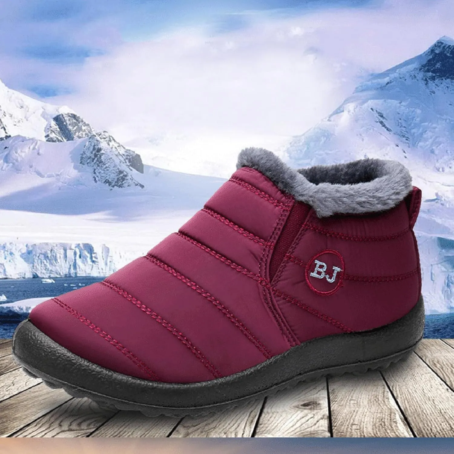 Womens Winter Snow Boots Ankle Booties Warm Fur Lined Waterproof Insulated Slip On Outdoor Shoes Anti-Slip Sneaker