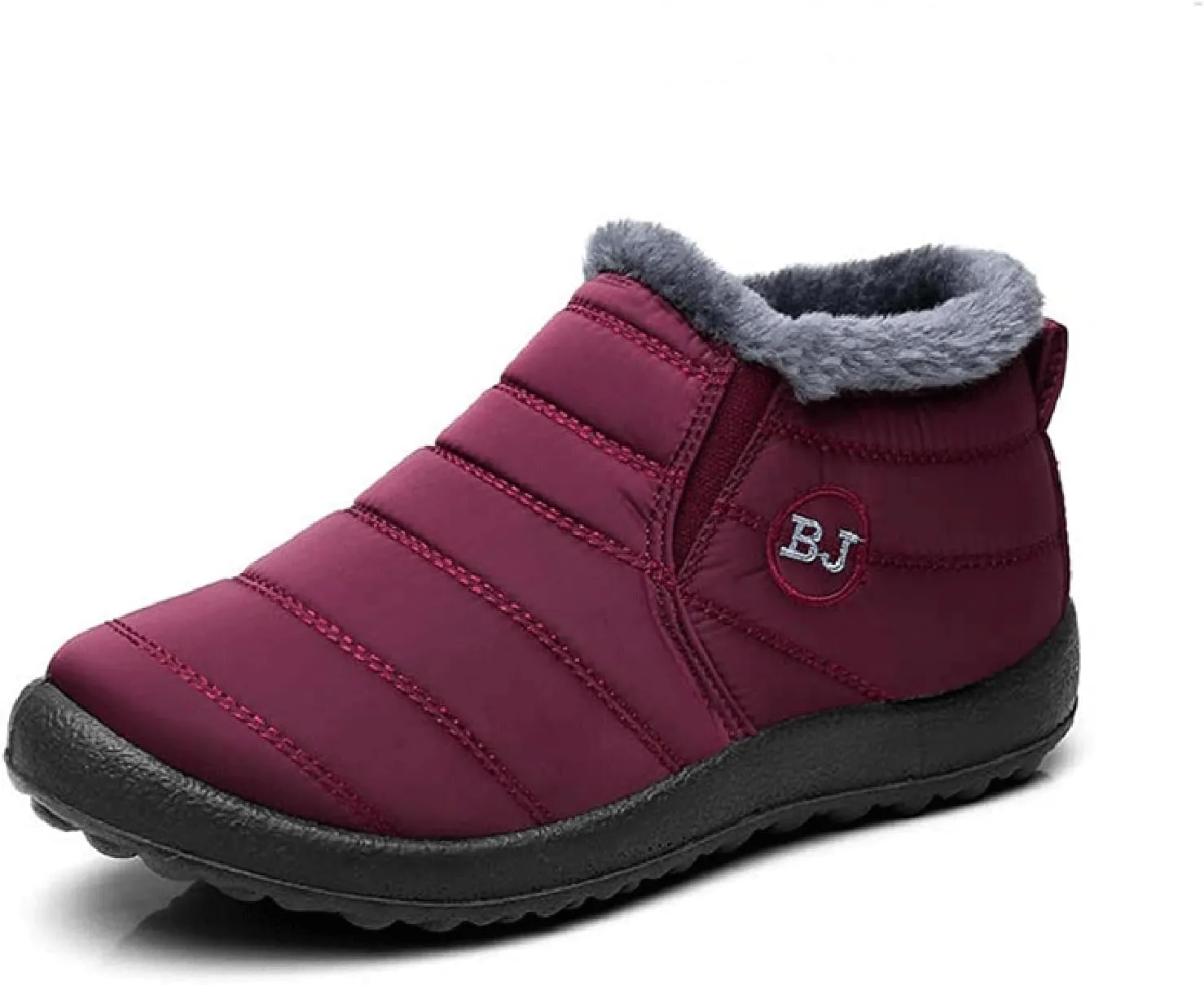 Womens Winter Snow Boots Ankle Booties Warm Fur Lined Waterproof Insulated Slip On Outdoor Shoes Anti-Slip Sneaker