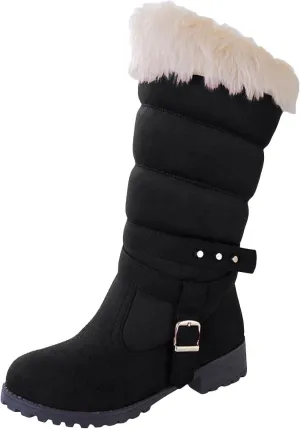 Women's Winter Snow Boots Fashionable Mid-Calf Boots Fleece Lined Warm Comfort Non Slip Furry Weather