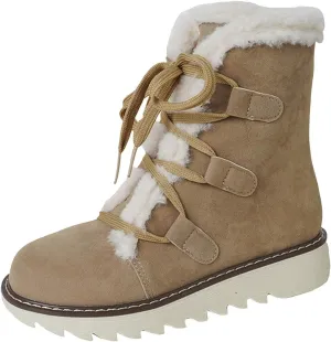 Women's Winter Snow Boots Strappy High Top Warm Boots Versatile Versatile Mid-Calf Boots Extra Wide Width Calf Boots