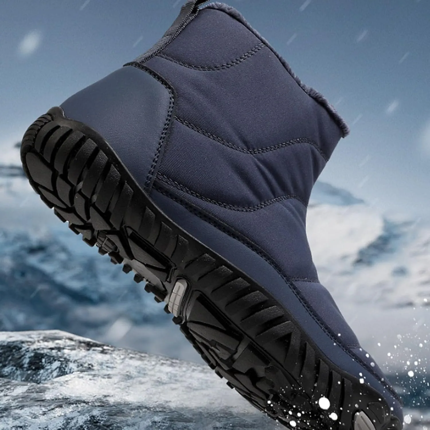 Women's Winter Warm Boots Solid Color Plush Insulated Snow Boots Soft Flat Non Slip Snow Hiking Boots Wide Width