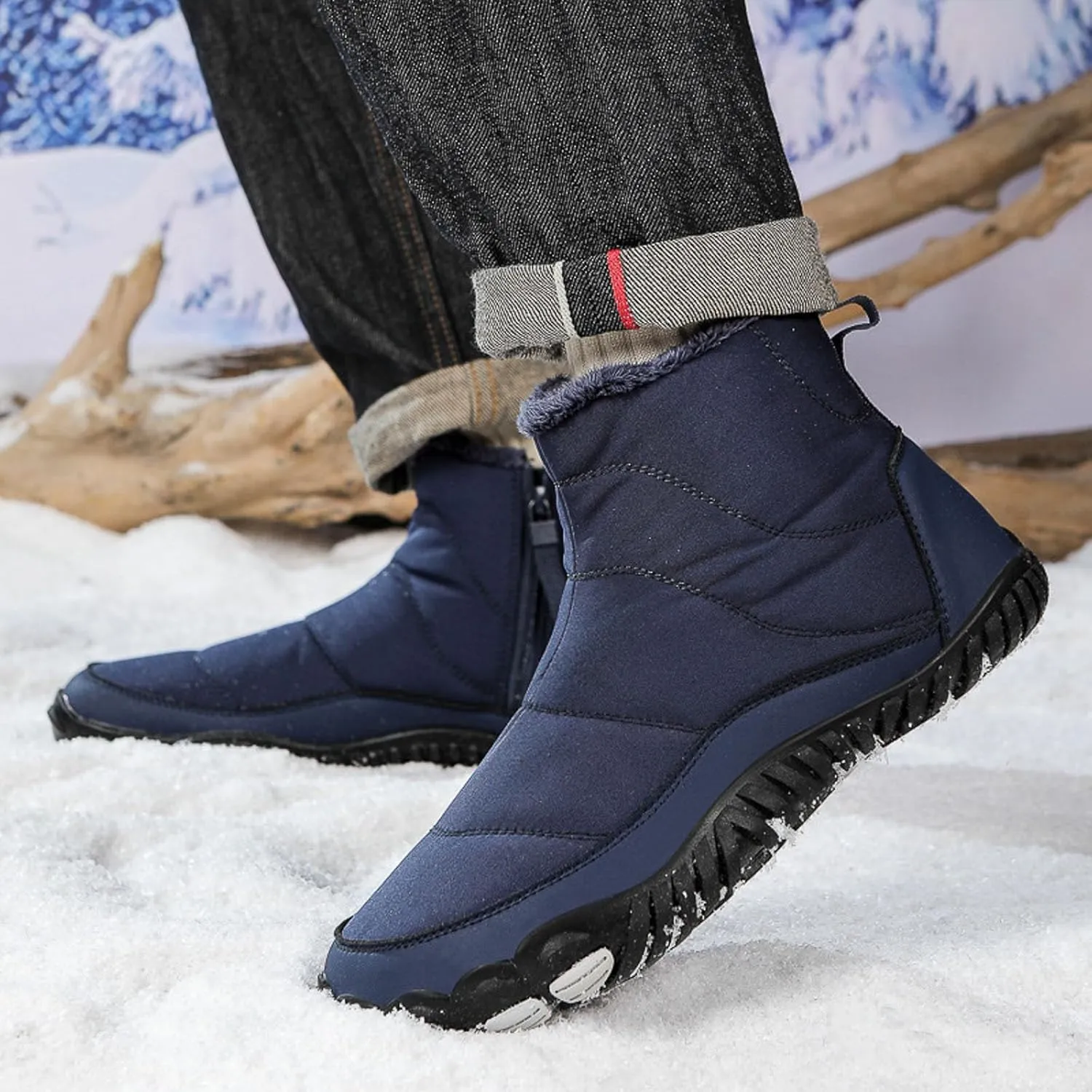 Women's Winter Warm Boots Solid Color Plush Insulated Snow Boots Soft Flat Non Slip Snow Hiking Boots Wide Width