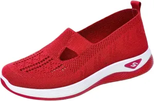 Women's Woven Orthopedic Shoes Summer Lightweight Breathable Arch Support Soft Shoes Trendy Comfortable Mesh Hollow Out Slip-On Sneakers Diabetic Foam Shoe Casual Dressy Walking Sneaker