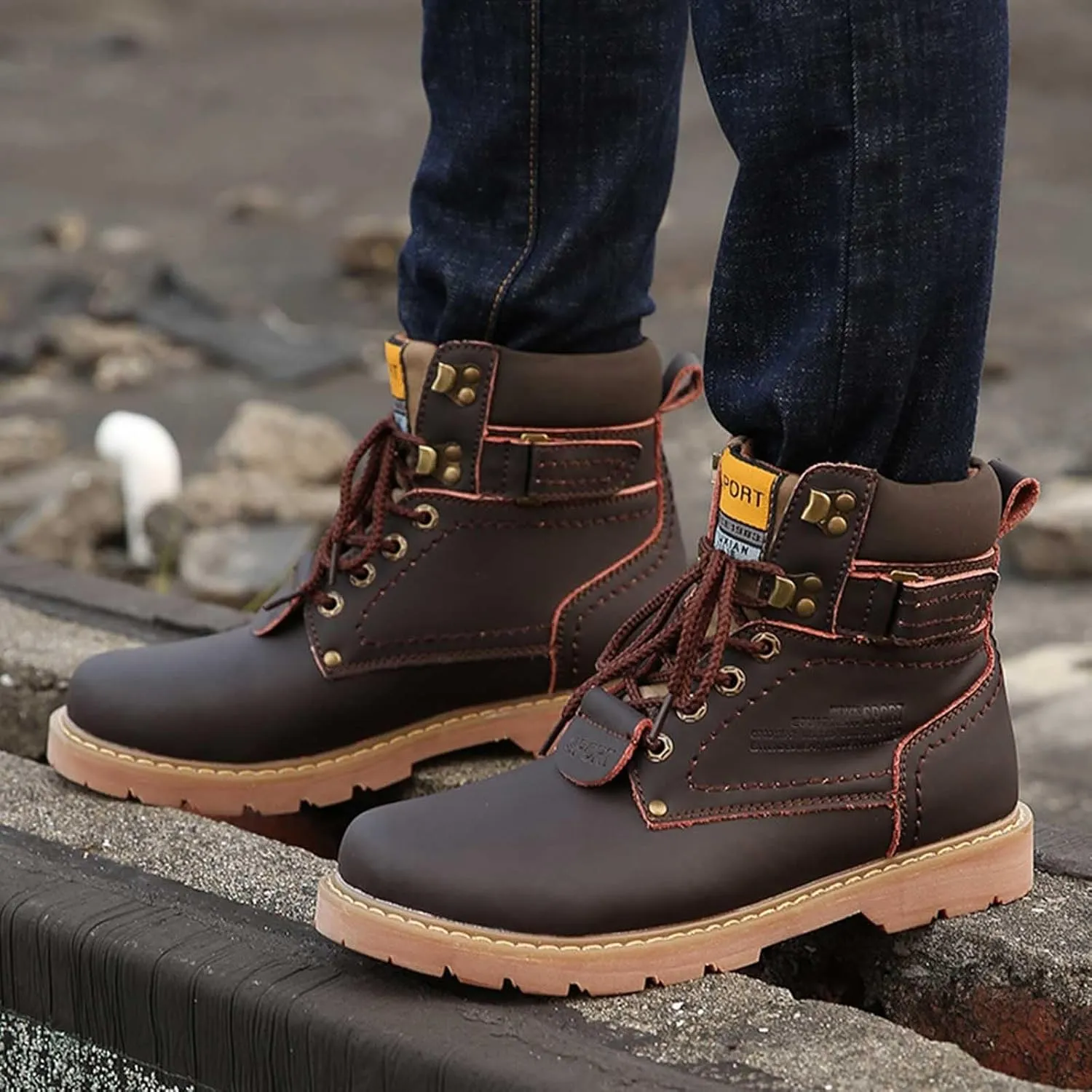 Work Boots for Men Waterproof Hiking Sneakers Shoes with Fur Lined Workout Shoes for Women Insulated Winter Outdoor Botas Waterproof Non Slip Hike Grounded Footwear