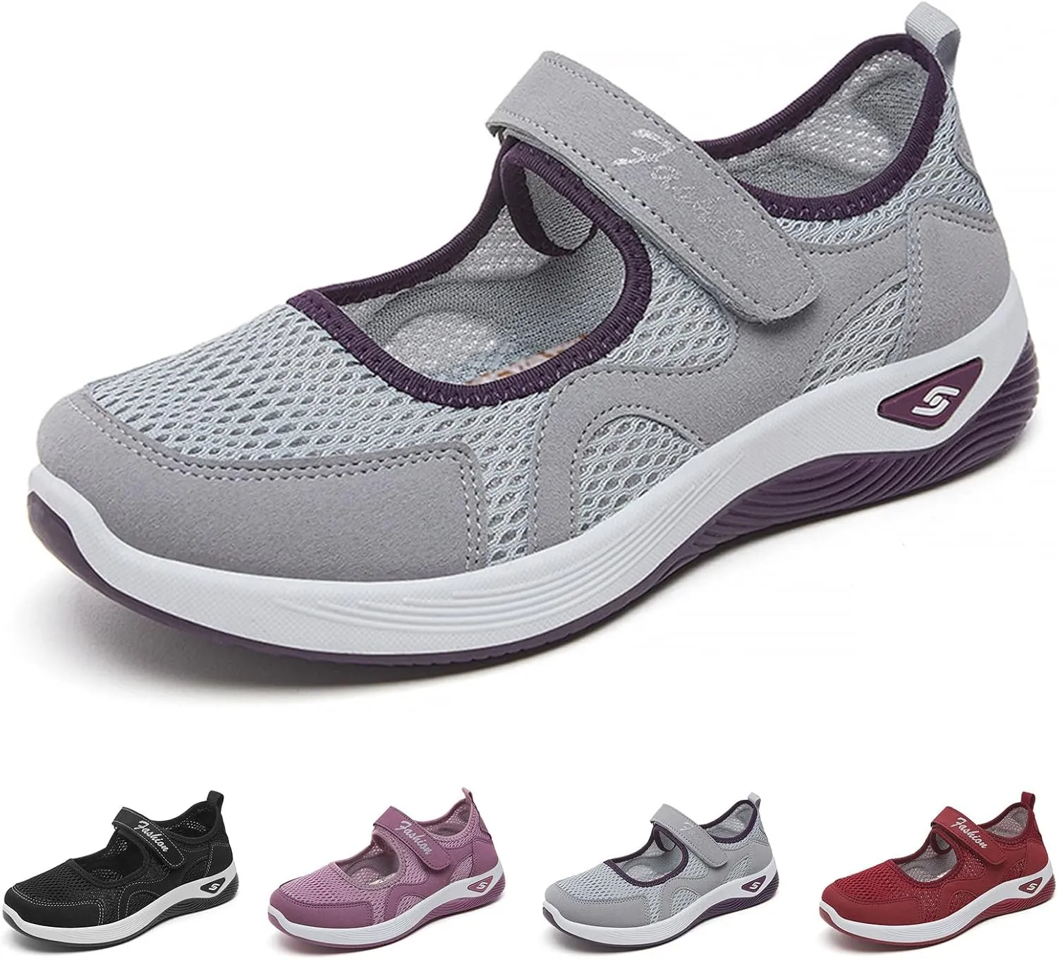 ZWRXW Diabetic Shoes for Women Arch Support Orthopedic Sneakers Comfortable Working Nurse Shoe Non Slip Adjustable Breathable Walking Shoes for Flat Feet Heel Pain Relief,Plantar Fasciitis