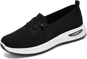 ZWRXW Women's Comfortable Walking Shoes Slip On Orthopedic Sneakers Breathable Mesh Knitted Woven Arch Support Non-Slip Shoes Tennis Athletic Casual Lightweight Wide Width Soft Shoe